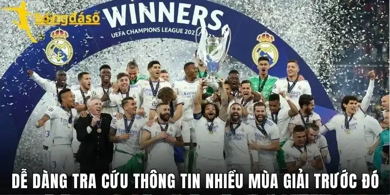 Dễ dàng tra cứu thông tin nhiều mùa giải trước đó